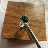 2ct Engagement Ring Cut Green Emerald Solitaire Women 14k White Gold Finish
