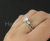 2.1ct Round Cut Moissanite Trilogy Ring Half Eternity Band 14k White Gold Plated