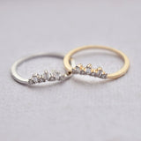 0.15ct Baguette & Round Simulated Diamond Stackable Band 14K Yellow Gold Plated