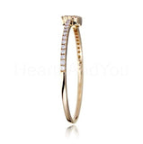 0.5ct Baguette Cut Simulated Diamond Halo Engagement Ring 14k Yellow Gold Plated