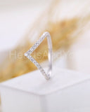 0.5ct Round Cut Moissanite Curved Stackable Wedding Band 14k White Gold Plated
