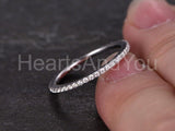 0.2ct Round Cut Moissanite Thin Full Eternity Wedding Band 14k White Gold Plated