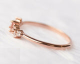 1ct Round Morganite Engagement Ring Cluster Minimalist Women 14k Rose Gold Over