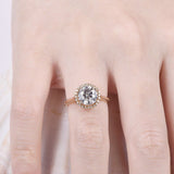 Halo Solitaire Engagement Ring 1.2ct Round Cut VVS1 Diamond 14k Rose Gold Finish
