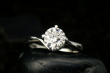 1Ct Round Cut VVS1 Diamond Four Prong Twist Solitaire Ring 14K White Gold Finish
