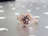 2ct Round Cut Simulated Morganite Halo Split Shank Ring 14k Yellow Gold Plated