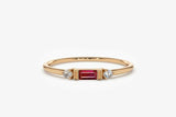0.3ct Engagement Ring Baguette Cut Pink Ruby Minimalist 14k Rose Gold Finish