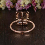 2.5ct Emerald Cut Peach Morganite Diamond Halo Engagement Ring 14k RoseGold Over