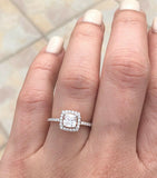 2Ct Cushion Cut Diamond Delicate Halo Engagement Ring 14K White Gold Finish