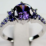 2ct Round Cut Purple Amethyst Engagement Ring 14k White Gold Finish Solitaire
