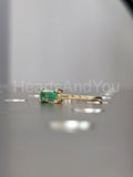 0.5ct Baguette Cut Simulated Green Emerald Solitaire Ring 14k Yellow Gold Plated