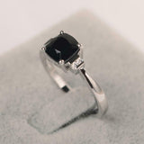 1.5ct Cushion Black Diamond Solitaire with Round Accents Ring 14k WhiteGold Over