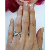 0.5ct Round Cut VVS1 D Diamond Love Word Engagement Ring 14k White Gold Finish