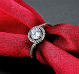 2Ct Round Cut Diamond Accent Halo Solitaire Engagement Ring 14K White Gold Over