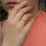 0.2ct Engagement Ring Round Cut Blue Aquamarine Minimalist 14k Yellow Gold Over