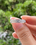 1.5ct Round Cut Moissanite Pave Full Eternity Wedding Band 14k White Gold Plated