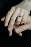 0.5ct Round Cut Pink Ruby Engagement Ring Solitaire Curved 14k White Gold Finish