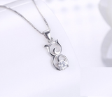 0.7ct Round Cut VVS1D Diamond Pendant Cat Design 14k White Gold Finish NO CHAIN