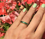 2.3ct Wedding Ring Band Round Cut Green Emerald Stackable 14k Yellow Gold Finish