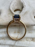 2.2ct Engagement Ring Asscher Cut Blue Sapphire Solitaire 14k White Gold Finish