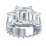 5.5ct Emerald Cut Diamond Iced Cocktail Engagement Ring 14K White Gold Finish
