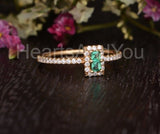 0.4ct Emerald Green Simulated Minimalist Engagement Ring 14k Yellow Gold Plated
