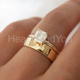 0.2ct Asscher Simulated Diamond Solitaire Engagement Ring 14k Yellow Gold Plated