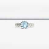 2ct Round Blue Aquamarine Diamond Accent with Solitaire Ring 14k White Gold Over
