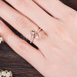 1ct Princess Cut Simulated Morganite Solitaire Accents Ring 14k Rose Gold Plated