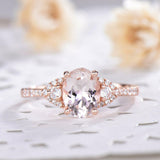 2.3ct Oval Cut Peach Morganite Engagement Ring Diamond Accent 14k Rose Gold Over