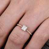 1.2ct Princess Diamond Engagement Ring Solitaire With Accents 14k Rose Gold Over