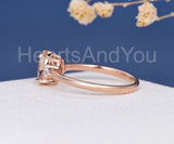 1ct Oval Cut Simulated Peach Morganite Three Stone Ring 14k Rose Gold Plated