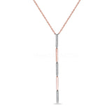 0.15ct Round Cut Moissanite Vertical Bar Pendant with Chain 14k Dual Gold Plated
