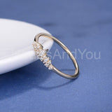 0.5ct Marquise Simulated Diamond Cluster Minimalist Ring 14k Yellow Gold Plated