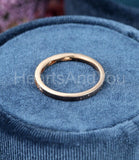 0.15ct Round Cut Moissanite Milgrain Women Wedding Band 14k Rose Gold Plated