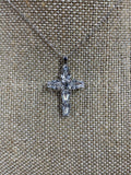 1.2ct Asscher Cut Simulated Diamond Cross Pendant 14k White Gold Plated NO CHAIN