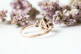 Round Accent Trilogy Engagement Ring 1.5ct Pear Cut Diamond 14k Rose Gold Finish