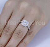 2.2ct Round Cut Moissanite Half Eternity Halo Bridal Set 14k White Gold Plated