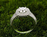 Milgrain Double Halo Engagement Ring 2ct Round Cut Diamond 14k White Gold Finish