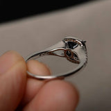 2.5ct Cushion Black Diamond Engagement Ring 14k White Gold Over Halo Split Shank