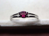 0.4ct Engagement Ring Oval Cut Pink Ruby Split Shank 14k White Gold Finish