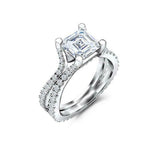 Dual Split Shank Solitaire Ring 2.5ct Asscher Cut Diamond 14k White Gold Finish