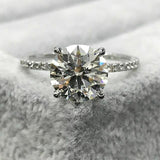 2Ct Round Cut Diamond Solitaire with Accents Engagement Ring 14K White Gold Over