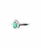 0.3ct Pear Cut Simulated Emerald Solitaire Engagement Ring 14k White Gold Plated