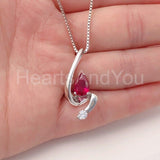 0.6ct Pear Cut Simulated Pink Ruby Journey Stylish Pendant 14k White Gold Plated