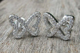 1.5ct Round Cut VVS1D Diamond Butterfly Design Stud Earrings 14k White Gold Over