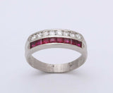 2ct Princess Pink Ruby Wedding Band Dual Row Half Eternity 14k White Gold Finish