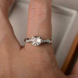1ct Engagement Ring Round Cut Morganite Twisted Infinity 14k White Gold Finish