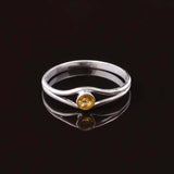 0.23ct Engagement Ring Round Cut Yellow Sapphire Split Shank 14k White Gold Over