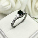 1.5ct Engagement Ring Oval Cut Black Diamond Trilogy Design 14k BlackGold Finish